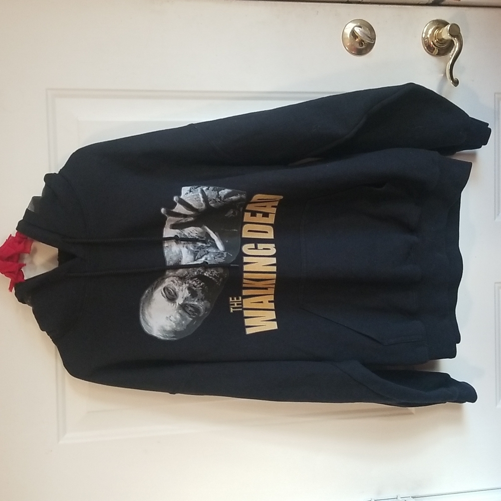 The Walking Dead Zombie Head Hoodie Sweater Goth Horror Mens Large Black Undead